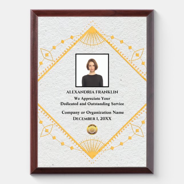  Employee Appreciation Photo Company Logo Custom  Award Plaque (Vertical)