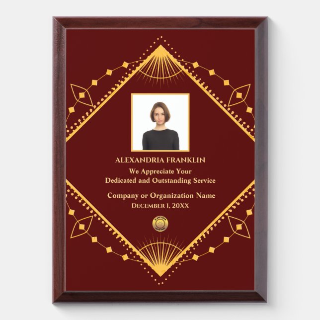 Employee Appreciation Photo Company Logo Custom   Award Plaque (Vertical)