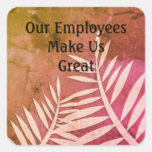 Employee Appreciation Pink Leaf Silhouette Office Square Sticker