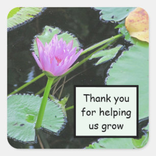 Employee Appreciation Pink Water Lily Thank You Square Sticker