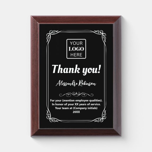 Employee Appreciation Thank You Gift Award Plaque (Vertical)
