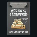 Employee Appreciation Work Anniversary Funny Mini Clipboard<br><div class="desc">Hooray! I survived (you choose) years on the job. Personalize this design with the number of years that you or your employee have worked, and add their name to the binder side! This funny first work anniversary gift idea is the perfect thing for an employee with a sense of humor....</div>