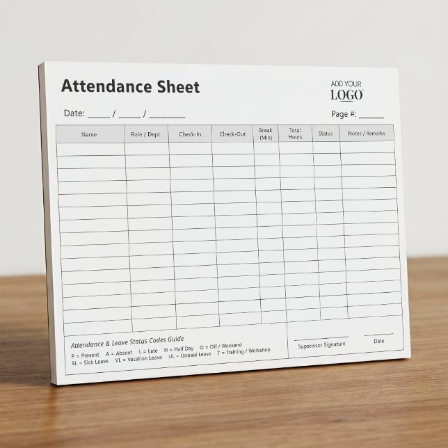 Employee Attendance Log | Daily Timesheet Notepad (Creator Uploaded)