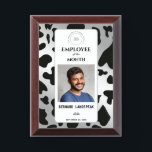 Employee Award Logo & Silver Black Cow Spots<br><div class="desc">Trendy Black and White Cow Spots or Dalmatian pattern with a touch of silver in the background.</div>