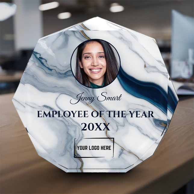 Employee Award - Modern Marble Effect Customizable (Marble Effect Customizable Acrylic Employee Award)