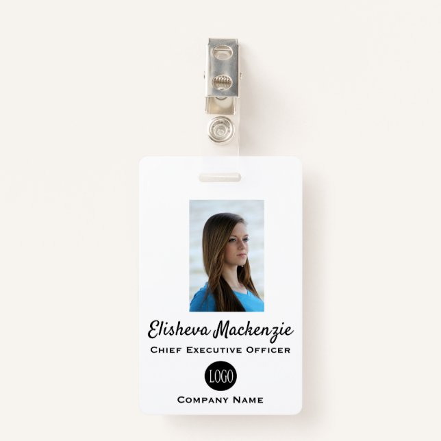 Employee Badge with Clip Customizeable Name Tag (Front with Clip)
