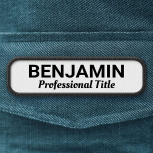 Employee Badge with Name and Title - Black White