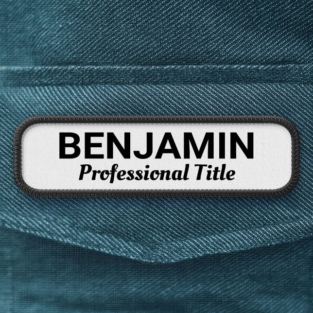 Employee Badge with Name and Title - Black White (Custom Patch)