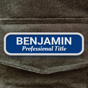 Employee Badge with Name and Title - Blue White