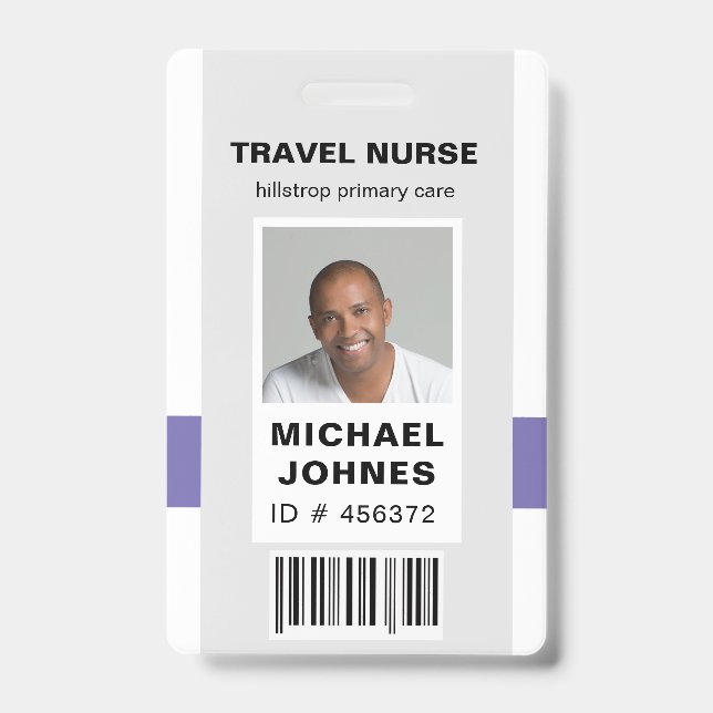 employee bar code photo name tag badge (Front)
