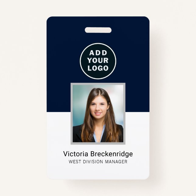 Employee Barcode Business Logo Photo ID Badge (Front)