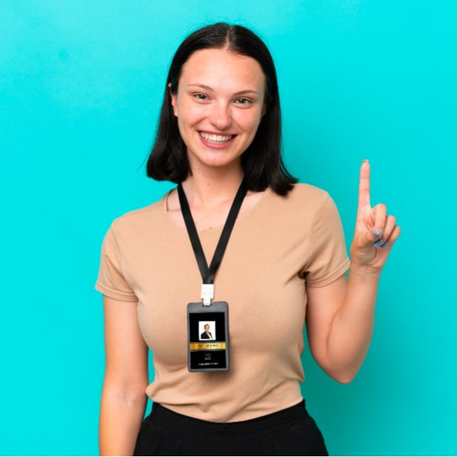 Employee Barcode Logo Name Scan Gold Vertical Badge (Employee Barcode Logo Name Scan Gold Vertical Badge)