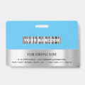 Employee Barcode Logo Name Scanner Gray Ocean Badge | Zazzle