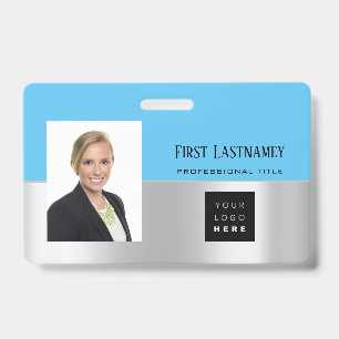 Employee Barcode Logo Name Scanner Gray Ocean Badge