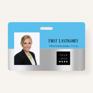 Employee Barcode Logo Name Scanner Gray Ocean Badge