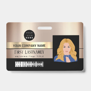 Employee Barcode Logo Name Scanner Rose Gold VIP Badge