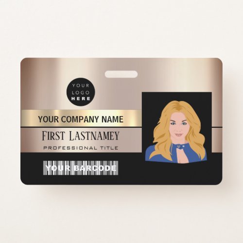 Employee Barcode Logo Name Scanner Rose Gold VIP Badge