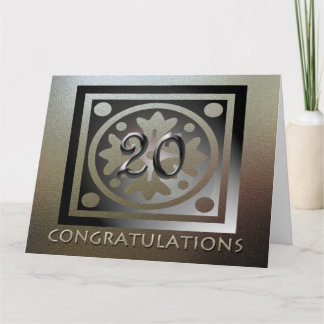 Employee Big 20th Anniversary Elegant Golden Card
