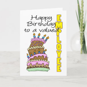 Employee Birthday Card - Birthday Cake Valued Empl