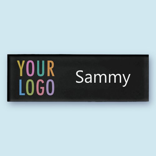 Employee Black Name Tag Badge Custom Company Logo