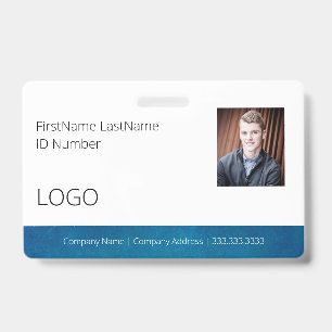 Employee Blue Professional ID Badge with Barcode