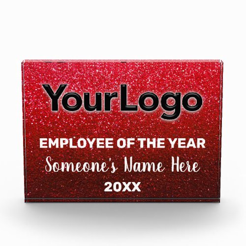 Employee Boss Corporate Business Logo Glitter Acrylic Award