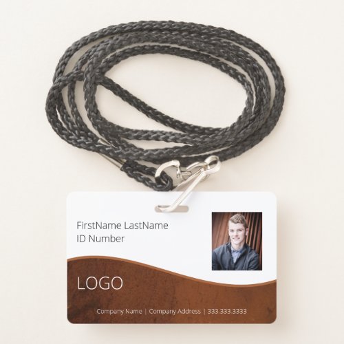 Employee Brown Professional ID Badge with Barcode