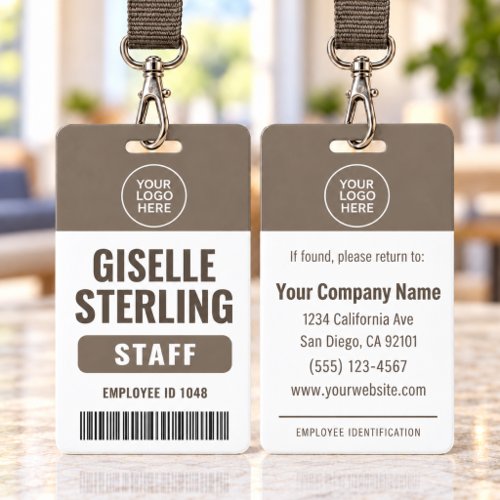 Employee Business Logo Name Neutral Badge