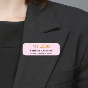 Employee business logo pink cream magnetic name tag