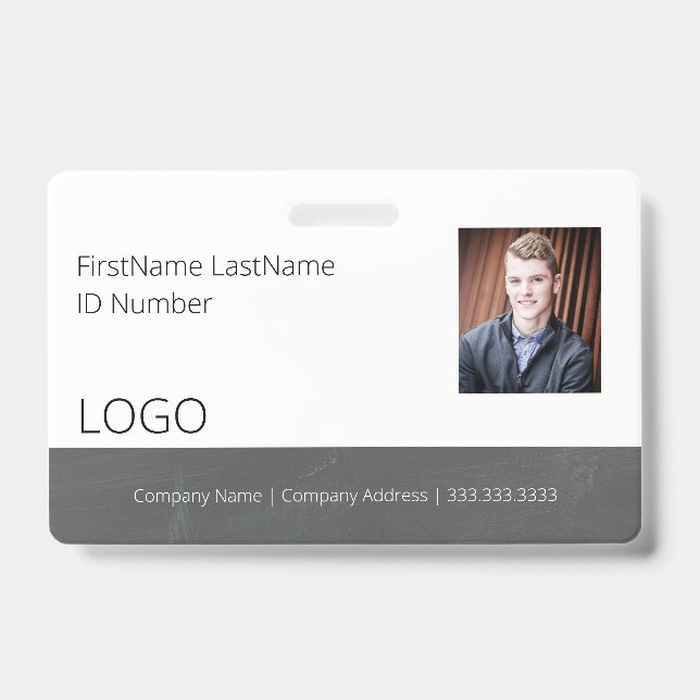 Employee Chalkboard Look ID Badge with Barcode (Front)