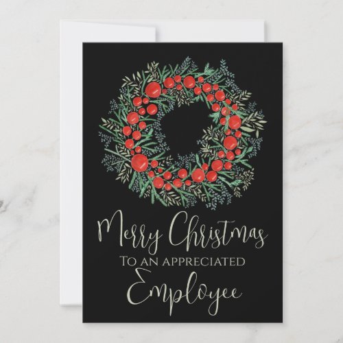 Employee Christmas berries wreath Holiday Card