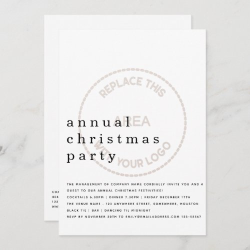 Employee Christmas Party Minimalist Tinted Logo Invitation