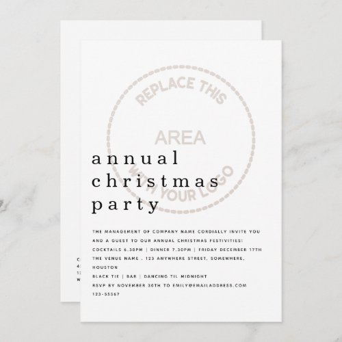 Employee Christmas Party Minimalist Tinted Logo Invitation