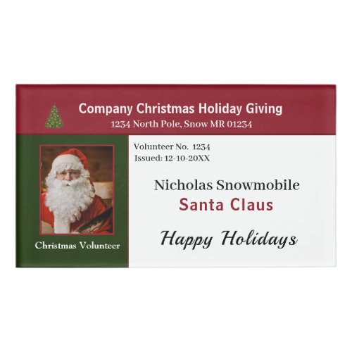 Employee Christmas Photo ID Identification Custom Name Tag