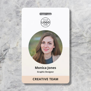 Employee Circle Photo QR Code Beige Badge