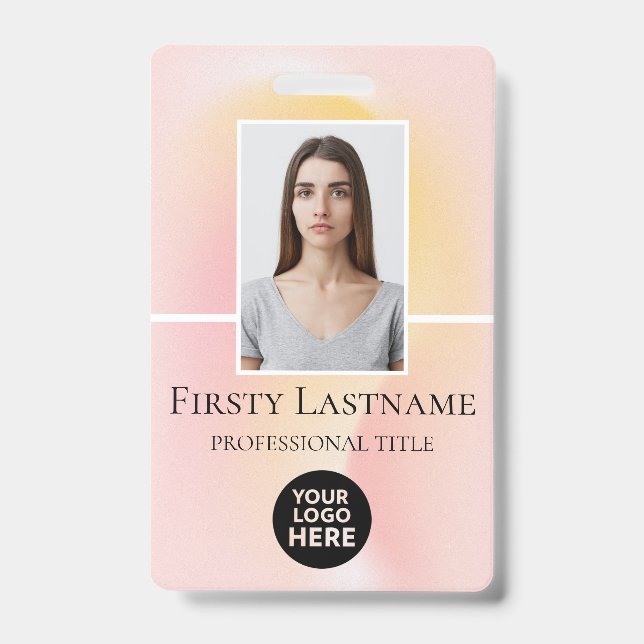 Employee Custom Photo, Barcode, Logo, Name Badge (Front)