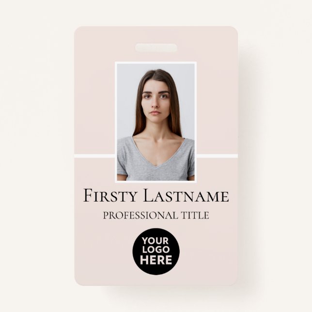 Employee Custom Photo, Barcode, Logo, Name Badge (Front)