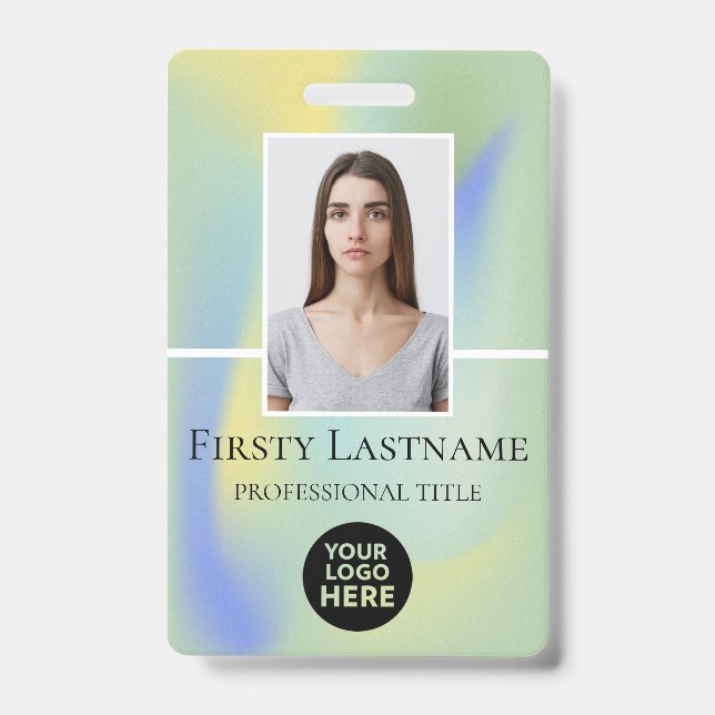 Employee Custom Photo, Barcode, Logo, Name Badge (Front)