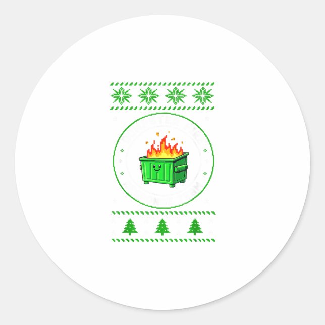 Employee Dumpster Fire Resnse Team Ugly Christmas  Classic Round Sticker (Front)