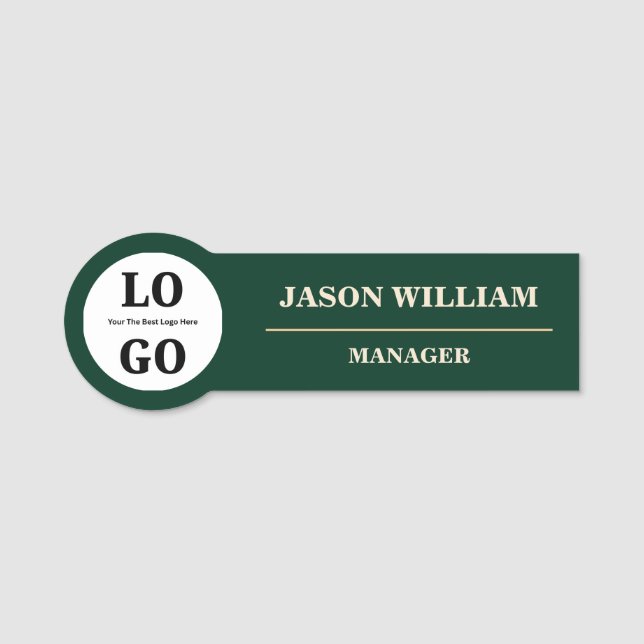 Employee Executive Custom Logo Emerald Name Tag (Front)