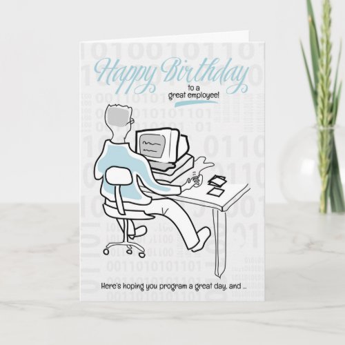 Employee Funny Computer Guy Birthday Card