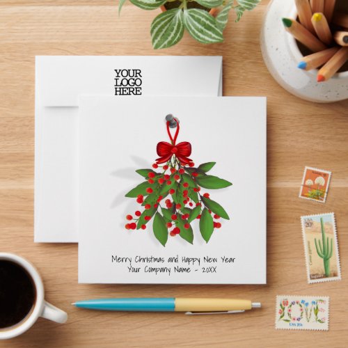 Employee Gift Card Mistletoe Merry Christmas Logo Envelope