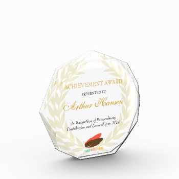 Employee Golden Wreath Achievement Recognization Acrylic Award by logopromogifts at Zazzle