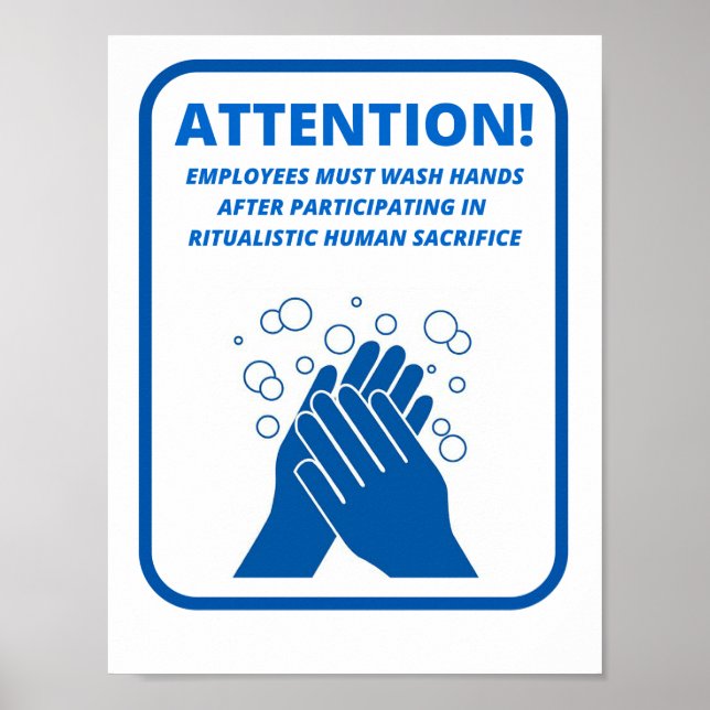 Employee hand washing poster (Front)