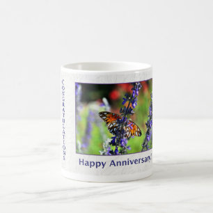 Employee Happy Anniversary Butterfy and Flowers Coffee Mug