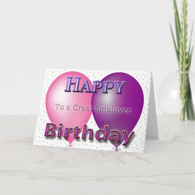 Employee Happy Birthday Balloons Card (Front)
