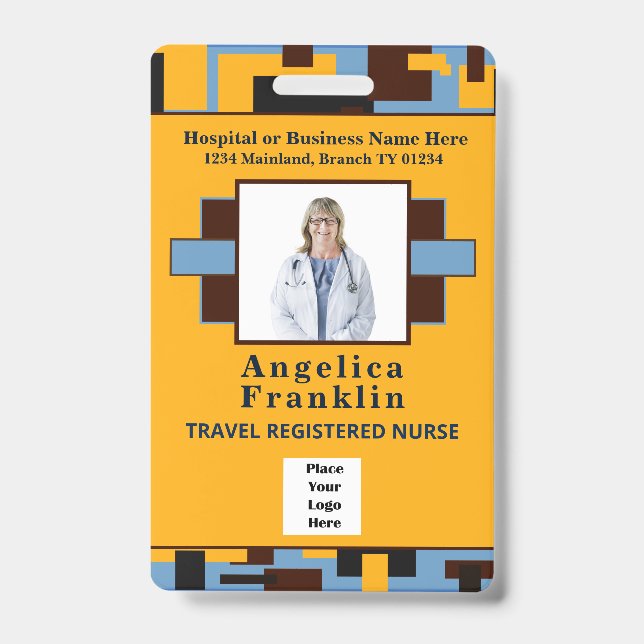 Employee Hospital Photo Name Bar Code Logo Custom Badge (Front)