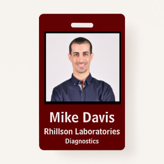Employee ID Badge Burgundy Vertical Design