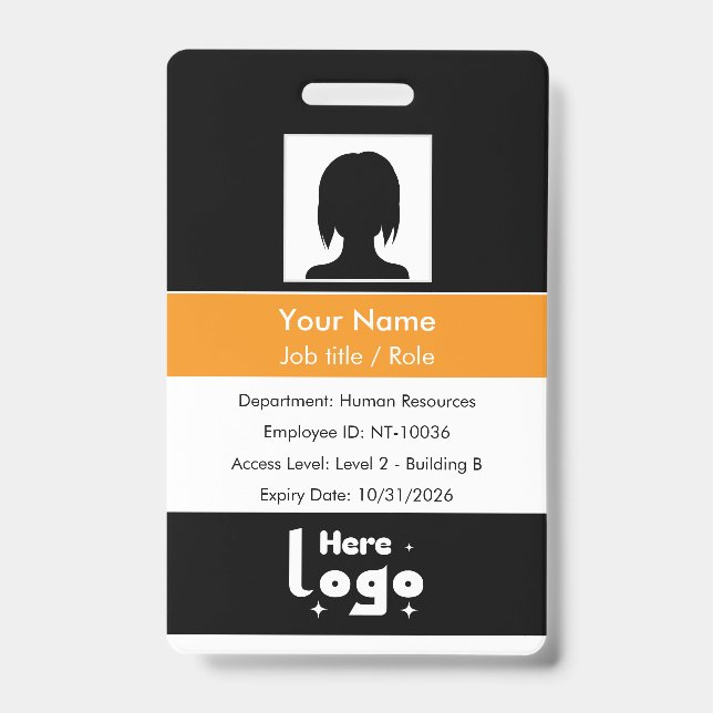 Employee id badge custom photo identification card (Front)