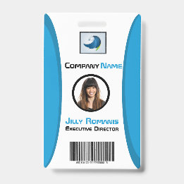 Employee ID Badge Modern Teal Vertical Design